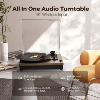 Maio-E200 hochwertiger & klassischer Plattenspieler aus Holz, kabellos