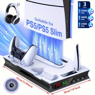 Docking & Kühlstation für PS5, Controller-Ladestation, PS5 Slim/PS5