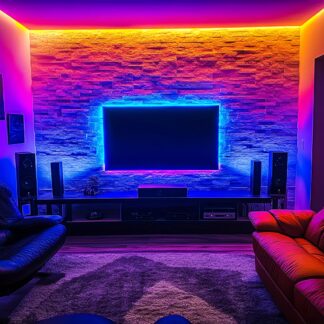 Intelligente LED-Streifen, RGB-Farben, steuerbar über App und Fernbedienung.