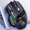 USB Wiederaufladbare Maus mit 7 Tasten, 2.4G Leiser Betrieb, 7-Farben Atmungsaktive LED, Kabellose Gaming Maus, Ergonomisches Design mit RGB Hintergrundbeleuchtung, Geeignet für Laptops