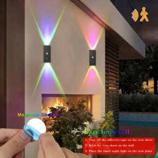 2-4 Stk - Magnetische LED Bewegungsmelder-Wandleuchte, Dimmbar & in 8 Farben